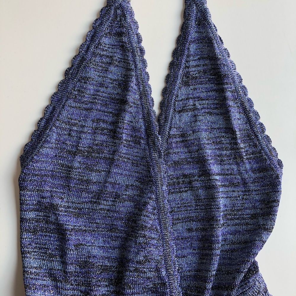 NWT M Missoni Purple Metallic Knit Halter Dress - Picture 4 of 5